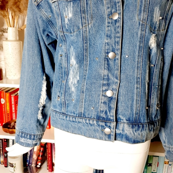Forever 21 Contemporary Distressed Denim Jacket P6313 - Picture 7 of 10